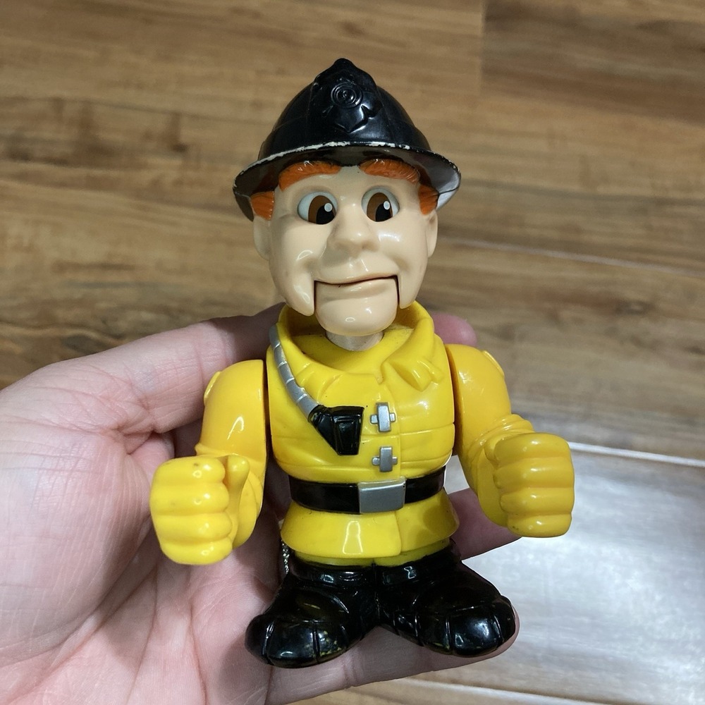 Vintage 1999‎ Mattel Matchbox Fire Fighter Action Talking Worker Push Head Down
